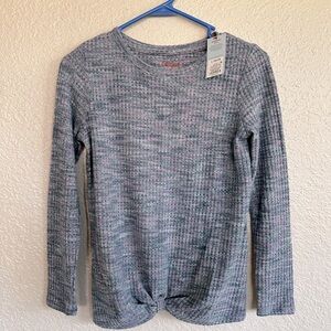 Cat & Jack Girls Gray Crew Neck Sweater with Ribbed Knit and Twist Hem, NWT!